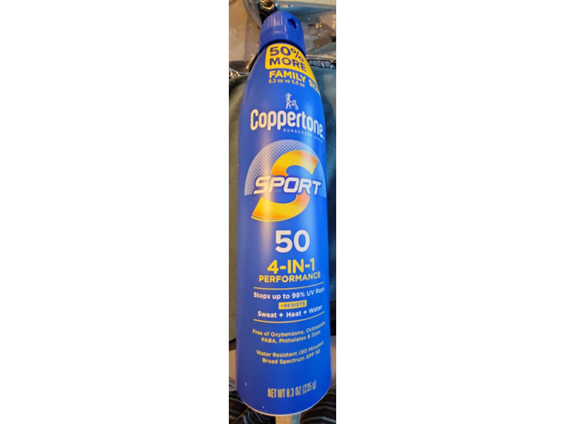 Coppertone 4-In-1 Performance Sport Sunscreen Spray, SPF 50, 8.3 oz/235 g