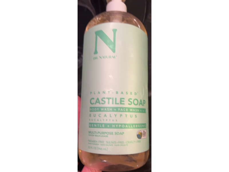 Dr. Natural Body + Face Wash Multipurpose Castile Soap, Eucalyptus, 32 fl oz/944 mL