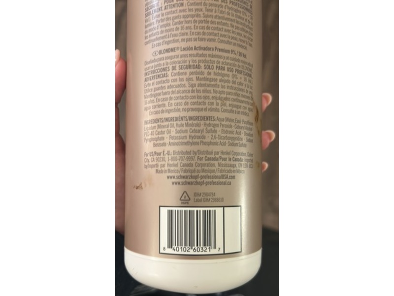 Schwarzkopf BlondMe Premium Developer, 9% 30 Volume, 33.8 fl oz/1 L
