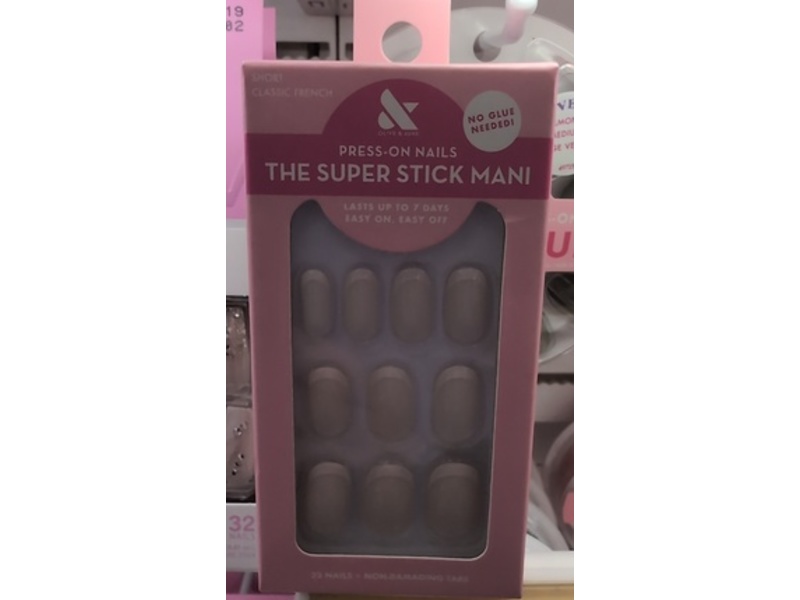 Olive & June The Super Stick Mani Press On Nails, Classic French, 32 Count