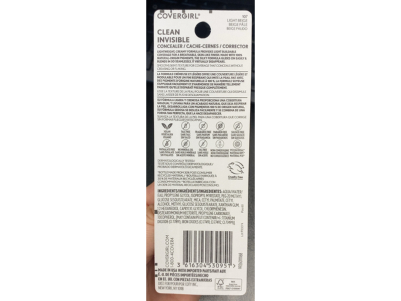 Covergirl Clean Invisible Concealer, 107 Light Beige, 0.23 fl oz