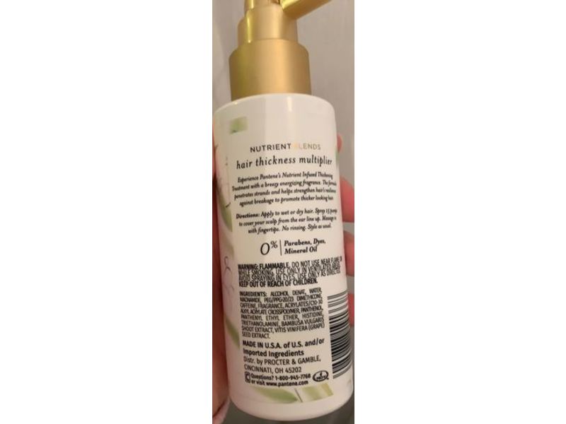 Pantene Nutrient Blends Hair Thickness Multiplier Leave In Treatment, 3.7 fl oz/110 mL