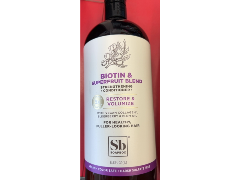 Soapbox Strengthening Conditioner, Biotin & Superfruit Blend, 33.8 fl oz/1 L