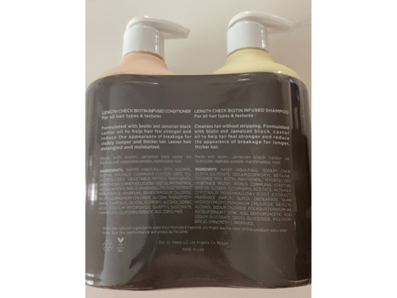 Hairitage Length Check! Biotin Infused Shampoo & Conditioner, Jamaican Black Castor Oil, 13 fl oz/384 mL