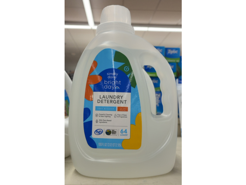Simply Done Bright Done Laundry Detergent, Free & Clear, 64 Loads, 100 fl oz/2.95 L