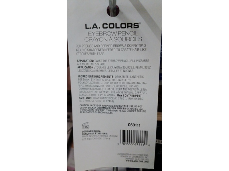 L.A. Colors Skinny Brow Pencil, Dark Brown, 0.035 oz/0.1 g