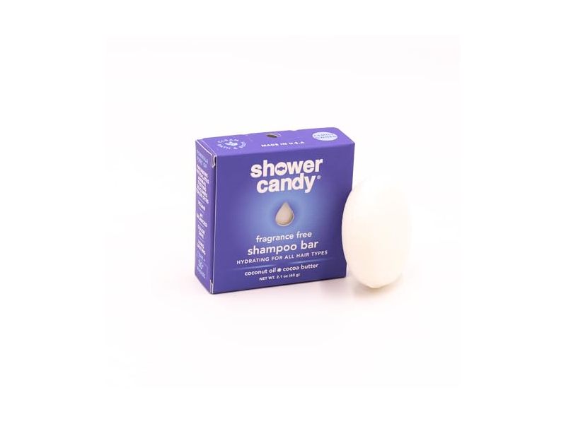 Shower Candy Shampoo Bar, Fragrance Free, Coconut Oil+Cocoa Butter, 2.1 oz/60 g