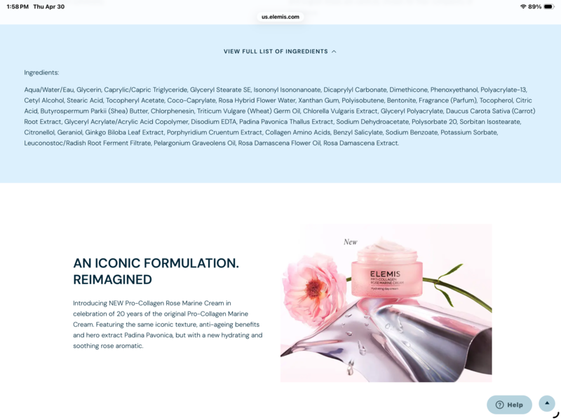 Elemis Pro Collagen Rose Marine Hydrating Day Cream, 50 mL