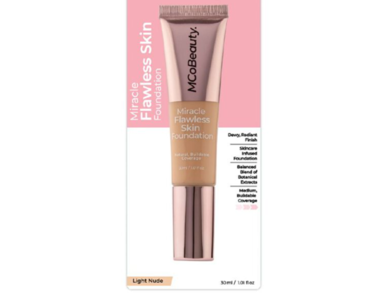 MCoBeauty Miracle Flawless Skin Foundation, Light Nude, 1.01 fl oz/30 mL