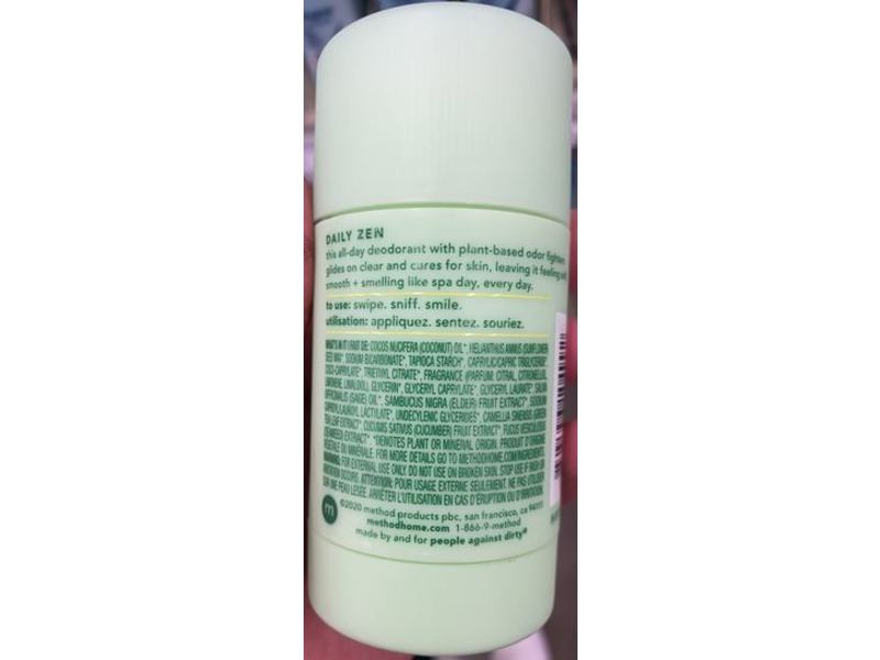 Method Body Aluminum Free Deodorant, Cucumber, Green Tea, Seaweed, 2.65 oz/75 g, Pack Of 5