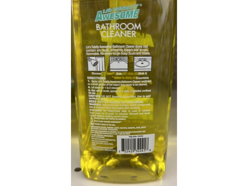 LA's Totally Awesome Bathroom Cleaner, Fresh Scent, 32 fl oz/946 mL, Pack Of 2