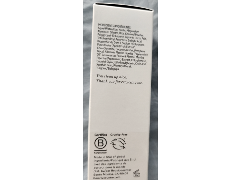 Beautycounter Counter + Facial Mask, Charcoal, 3.39 oz