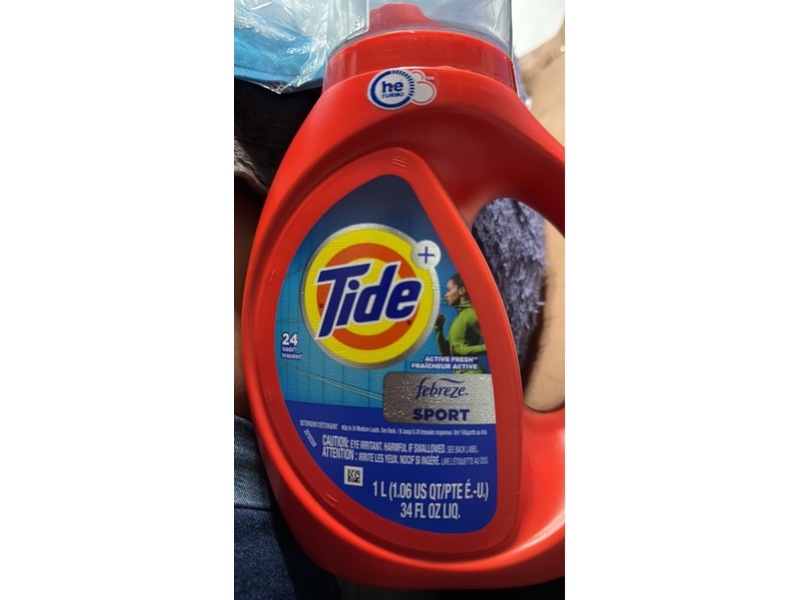 Tide Febreze Sport Laundry Detergent, Active Fresh, 24 Loads, 34 fl oz/1 L