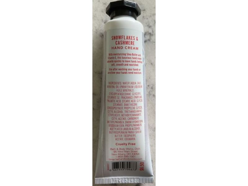 Bath & Body Works Shea Butter Hand Cream, Snowflakes & Cashmere, 1 fl oz/29 mL
