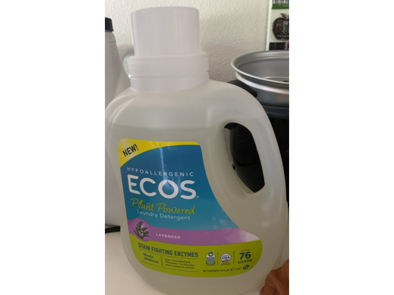 Ecos Plant Powered Laundry Detergent, Lavender, 76 Loads, 70 fl oz/1.07 L