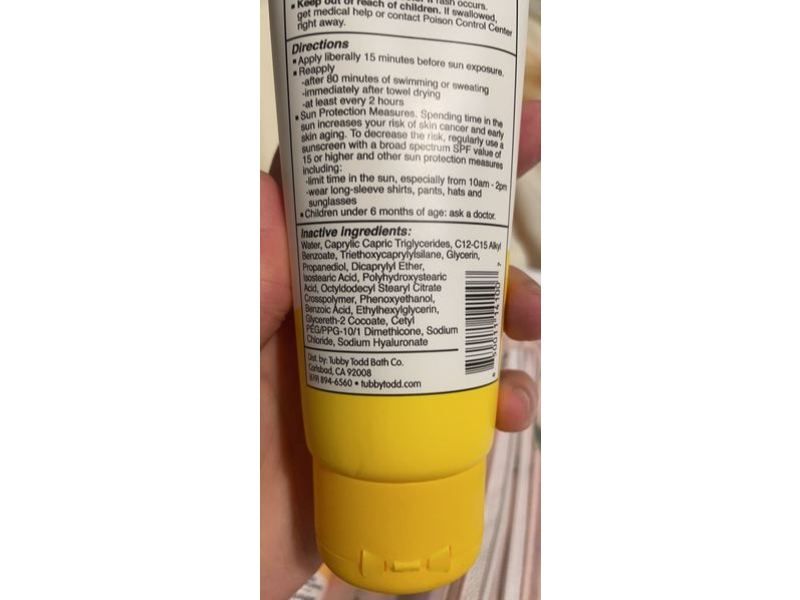 Tubby Todd Bath Co. Mineral Sunscreen, SPF 50, 4 fl oz/118 mL