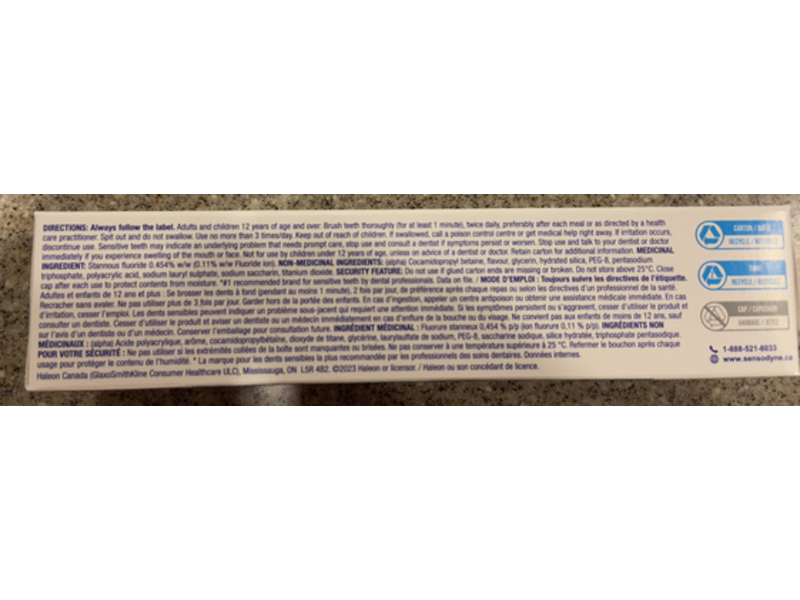 Sensodyne Sensitivity Relief + Daily Protection Toothpaste, Extra Fresh, 75 mL