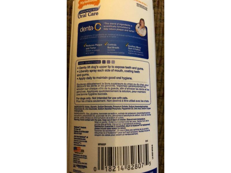 Nylabone Advanced Oral Care Dental Spray, Fresh Breath, 4 fl oz/118 mL