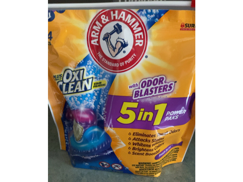 Arm & Hammer 5 In 1 Power Packs, Fresh Burst, Odor Blaster, 0.48 kg, 24 Paks
