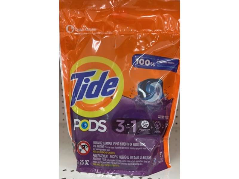 Tide 3 In 1 Detergent Pods, Spring Meadow, 25 oz/734 g, 31 Count