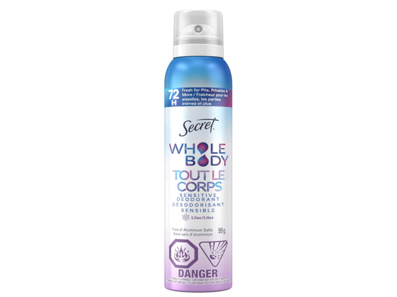 Secret Whole Body Toutle Corps Sensitive Deodorant, Lilac, 99 g