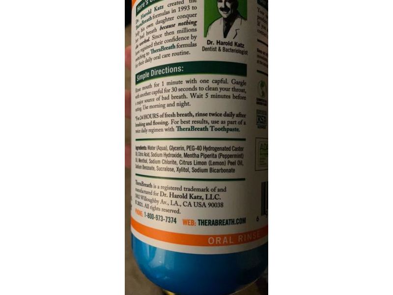 Therabreath Fresh Breath Oral Rinse, Icy Mint, 33.8 fl oz