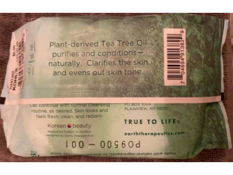 Earth Therapeutics Cleansing Facial Towelettes, Tea Tree, 30 Count