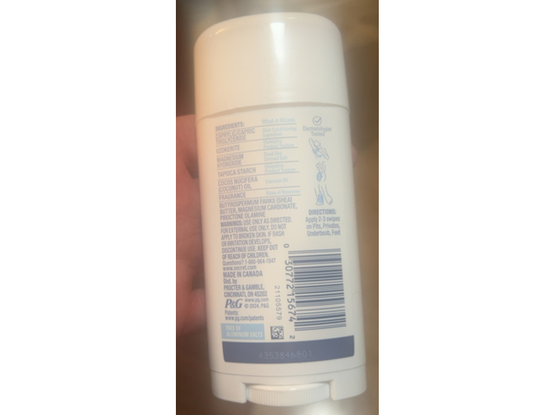 Secret Whole Body Sensitive Deodorant, Rose Water, 2.4 oz/68 g