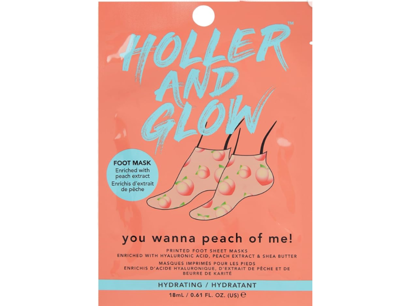 Holler And Glow Foot Mask, Peach, 0.61 fl oz/18 mL