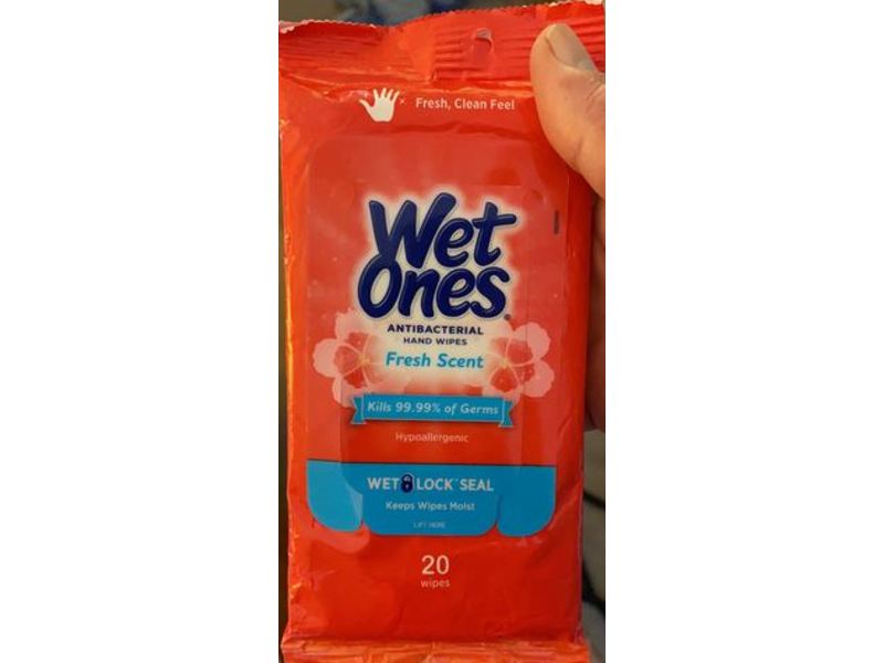 Wet Ones Antibacterial Hand Wipes, Fresh Scent, 20 Wipes