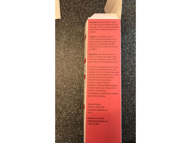 Advanced Clinicals Crepey Skin Wrinkle Smoothing Cream, 4 fl oz (118 mL)