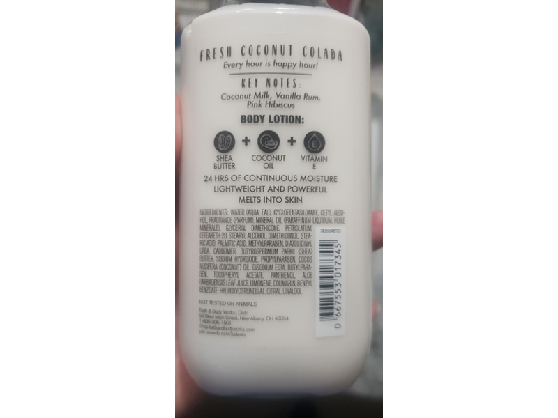 Bath & Body Works 24 Hr Moisture Body Lotion, Fresh Coconut Colada, 8 fl oz/236 mL
