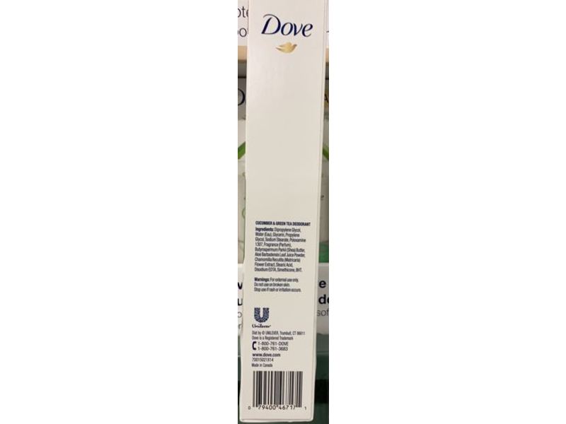 Dove 0% Aluminium Deodorant, Cucumber & Green Tea, 7.8 oz/222 g, Pack Of 3