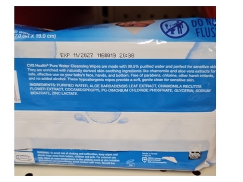 CVS Health Pure Water Fragrance-Free Cleansing Wipes, 64 Count