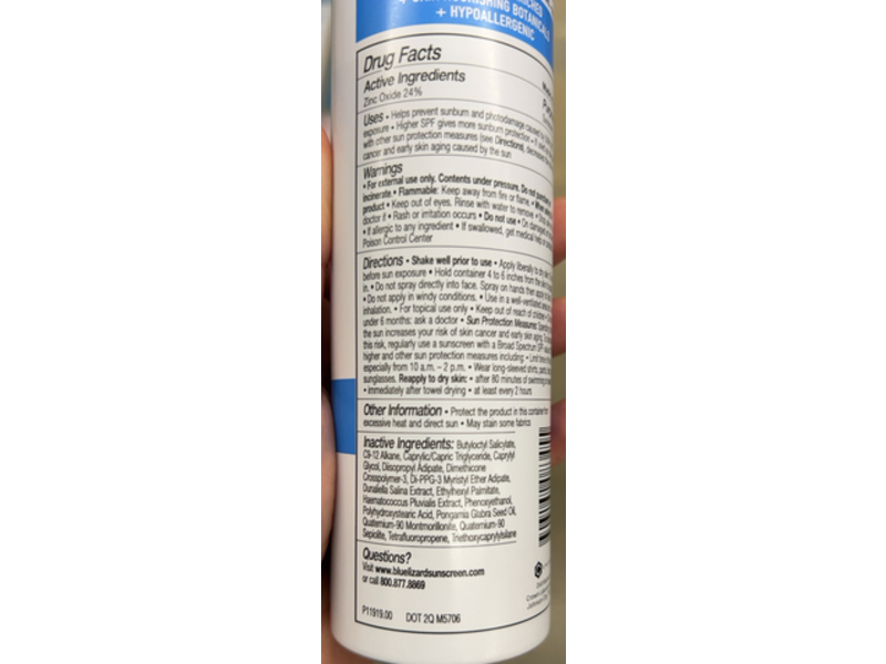 Blue Lizard Sensitive Mineral Sunscreen Spray, SPF 50 +, 4.5 oz/127.6 g