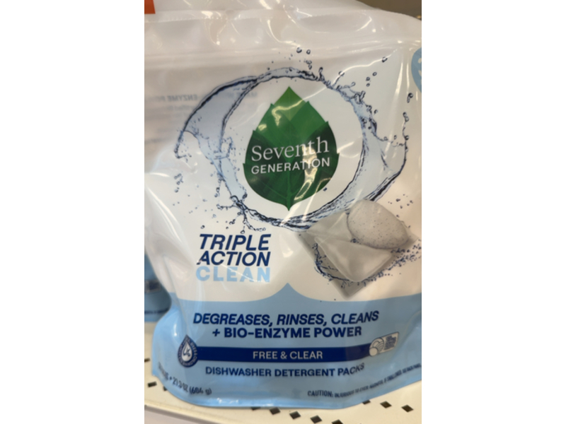Seventh Generation Triple Action Clean Dishwasher Detergent Packs, Free & Clear, 21.3 oz/604 g, 38 Count