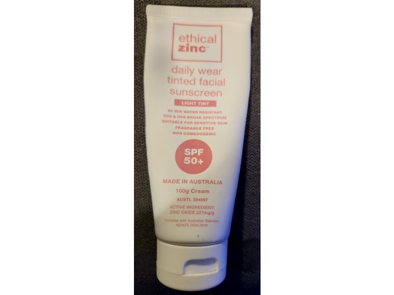 Ethical Zinc Daily Wear Light Tinted Facial Sunscreen, Light Tint, SPF 50+, 100 g