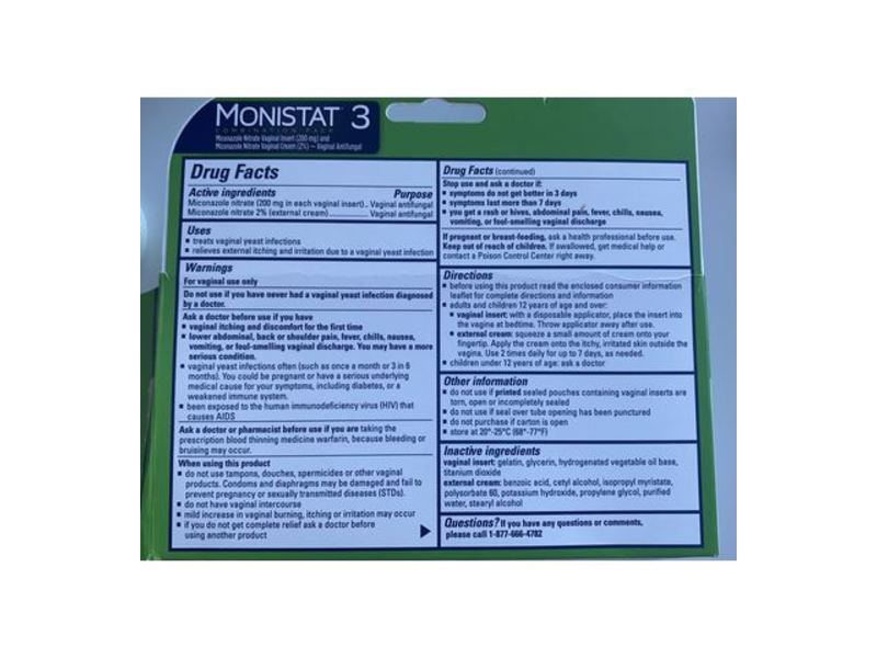 Monistat 3-Day Treatment Combination Pack, 2.5 g each + 9 g Tube