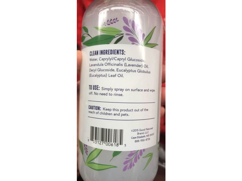 Good Natured Brand Naturally Derived Surface Cleaner Spray, Lavender & Eucalyptus, 16 fl oz / 473 mL