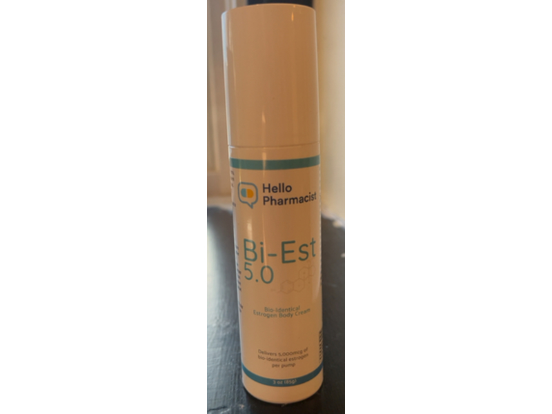 Hello Pharmacist Bi-Est Bio-Identical Estrogen Body Cream, 5.0, 3 oz/85 g