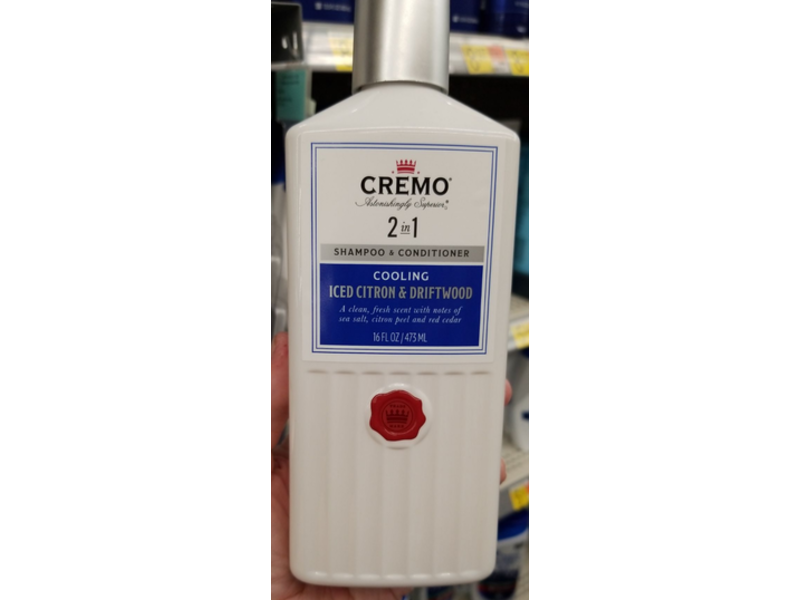 Cremo 2 In 1 Shampoo & Conditioner, Iced Citron & Driftwood, 16 fl oz/473 mL