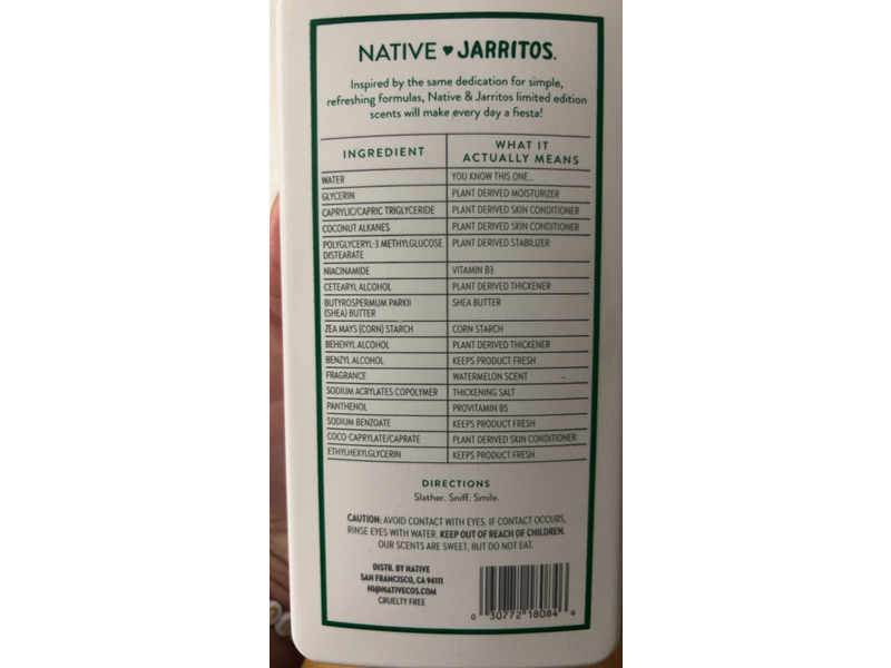 Native Jarritos Moisturizing Lotion, Watermelon, 16.5 fl oz/487 mL
