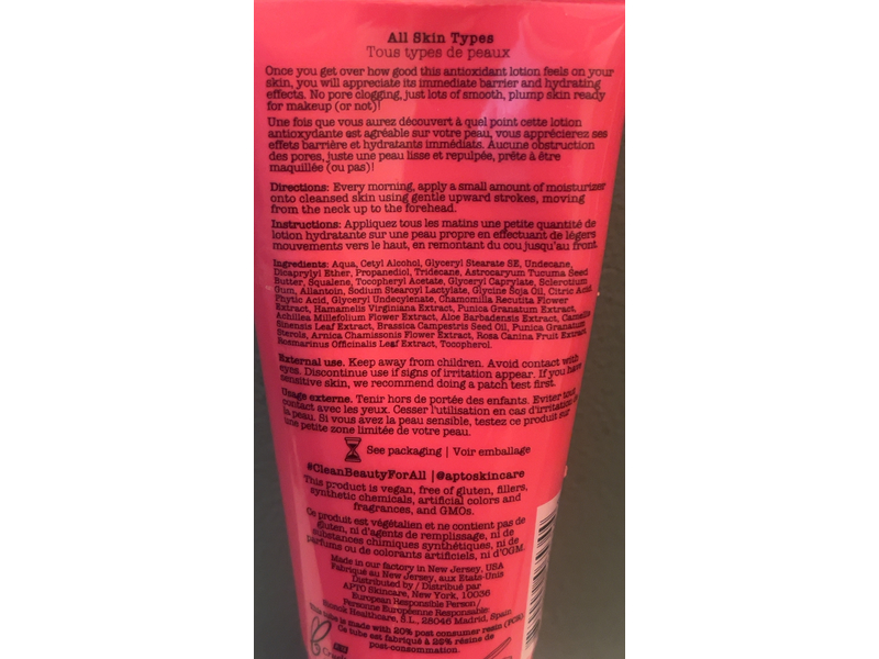 Apto Skincare Pomegranate Moisturizer Lotion, 2 fl oz/60 mL