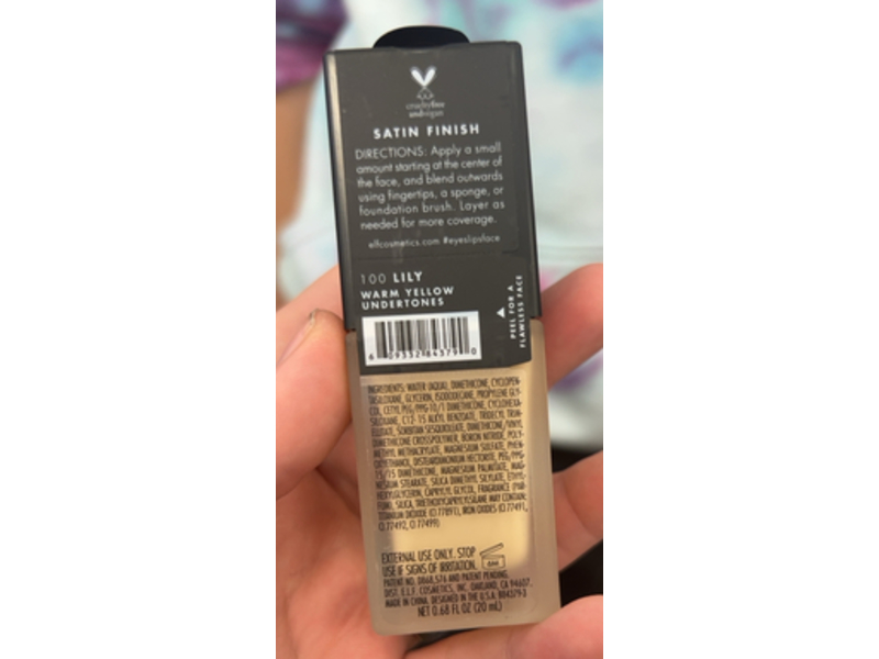 e.l.f Flawless Stain Foundation, 100 Lily, 0.68 fl oz/20 mL