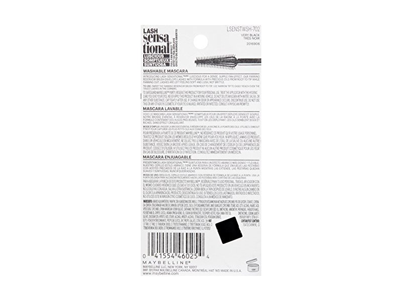 Maybelline Lash Sensational Luscious Washable Mascara, Very Black, 0.32 fl oz