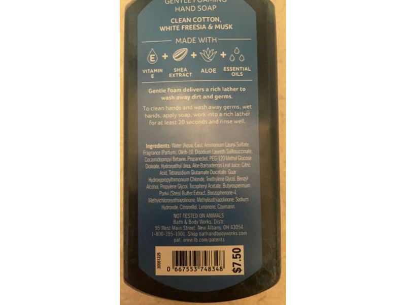 Bath & Body Works White Barn Gentle Foaming Hand Wash, Sea Island Cotton, 8.75 fl oz/259 mL