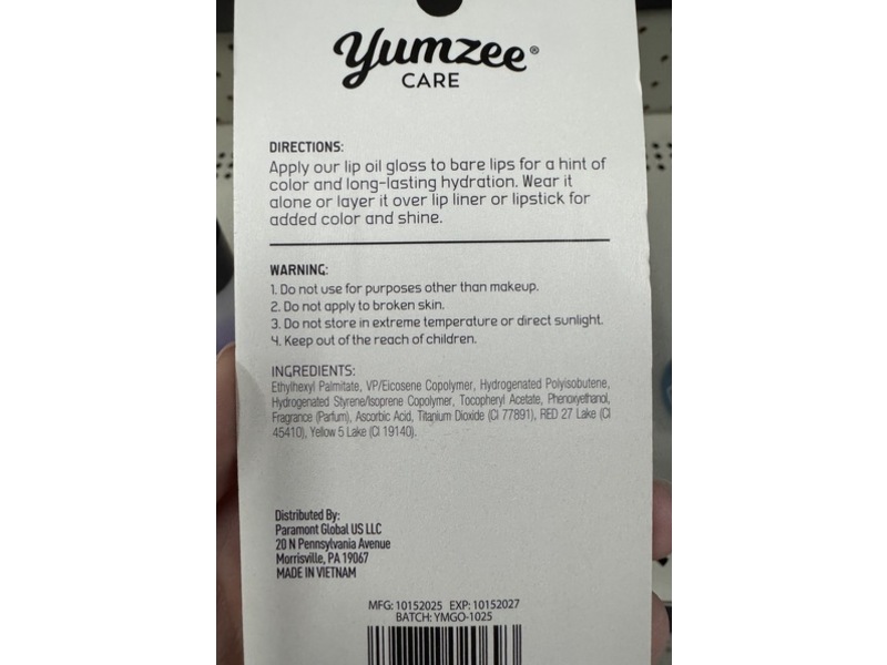 Yumzee Care Lip Oil, Watermelon, 0.1 fl oz/3 mL
