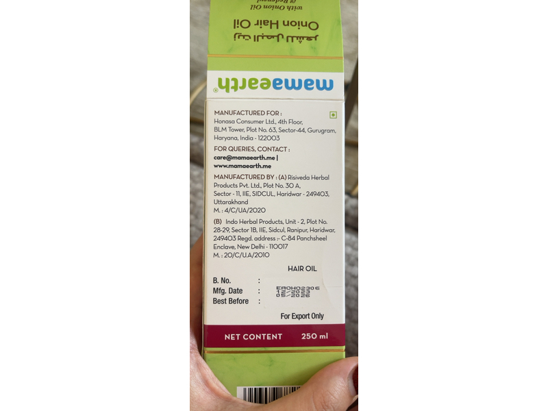 Mamaearth Onion Hair Oil with Onion Oil & Redensyl, 250 mL