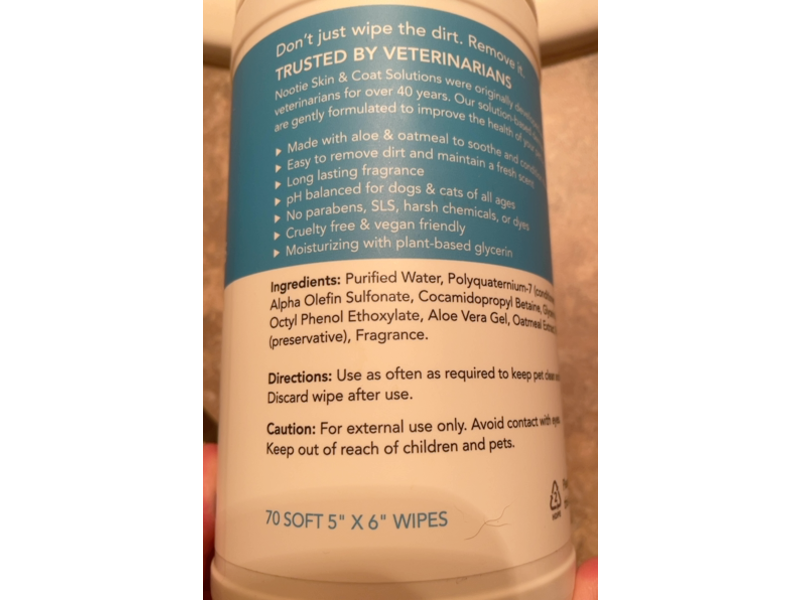 Nootie Waterless Shampoo Wipes, Aloe & Oatmeal, 70 Wipes