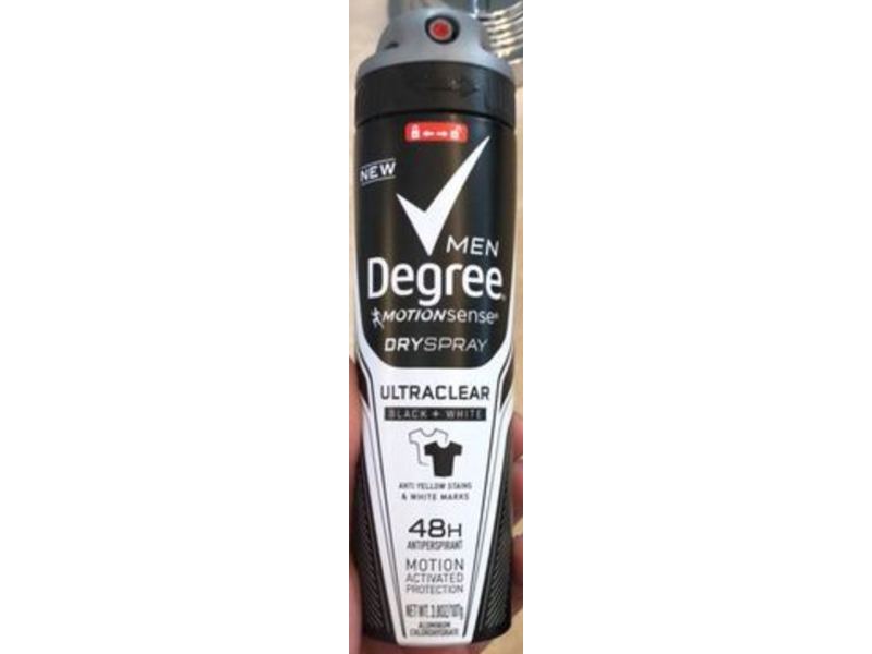 Degree Motionsense Dry Spray, Ultraclear, Black + White, 3.8 oz/107 g